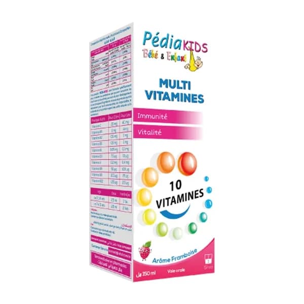 PEDIAKIDS MULTIVITAMINE SIROP AROME FRAMBOISE 150 ML