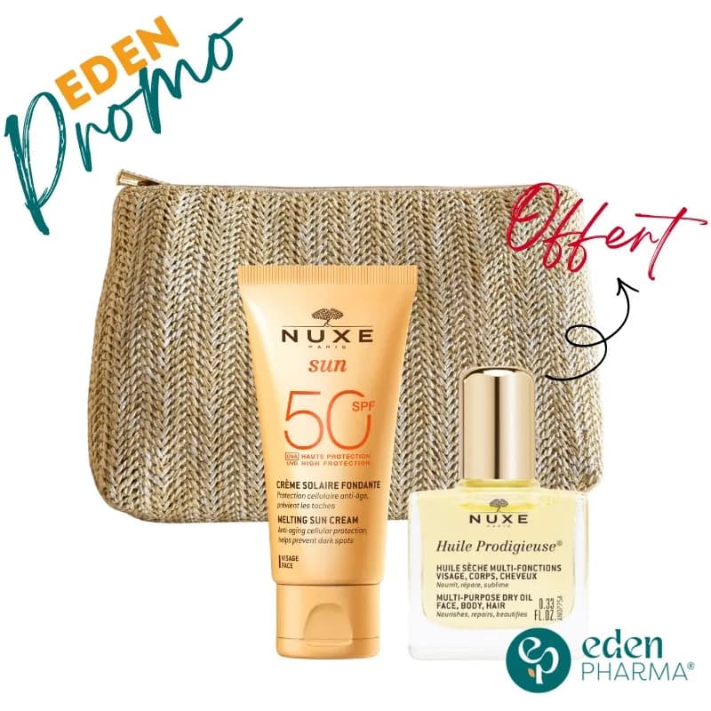 Nuxe Trousse Sun Crème Fondante Visage SPF50+ 50 ml + Huile Prodigieux 10 ml Gratuit