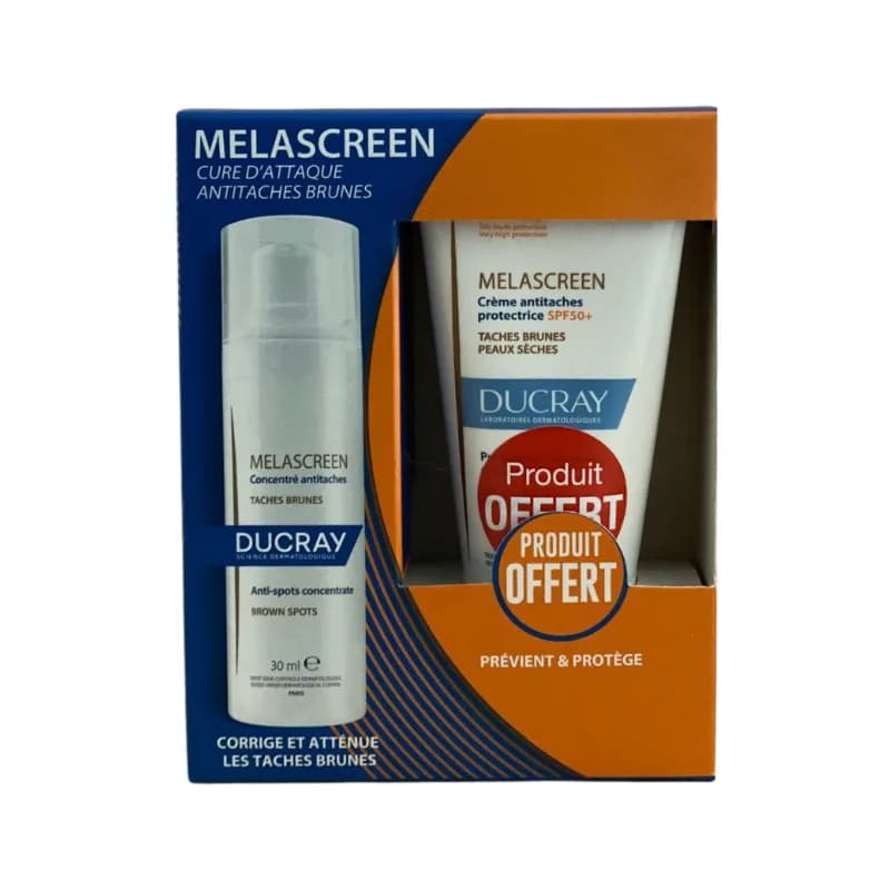 Ducray Coffret Melascreen Concentre Anti Taches 30ml+creme Protection Anti Taches SPF50+ 50 ml Peau Seche (Offert)
