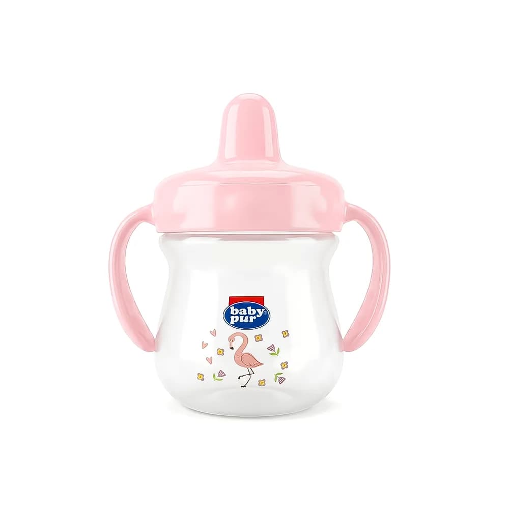 Baby Pur Tasse Double Anse et Bec Silicone Rigide 8 m+ Ref 78501