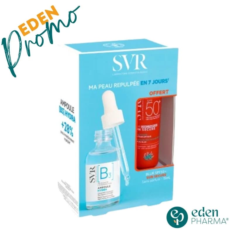 SVR Ampoule Hydra B 30 ml + Sun Secure Blur sans Parfum 15 ml Gratuit