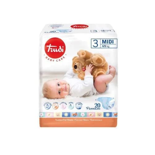 Trudi Baby Couche Midi 4/9 kg Taille 3 Boite de 20