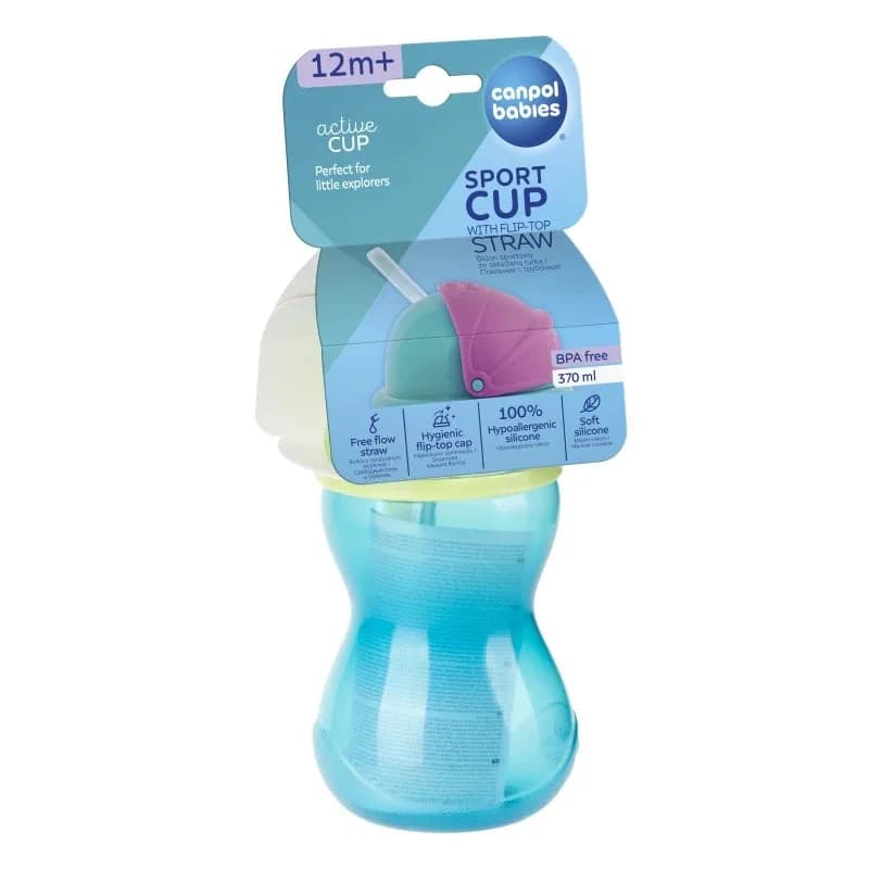 Canpol Babies Tasse Sport Avec Paille Retractable Bleue - 56/113