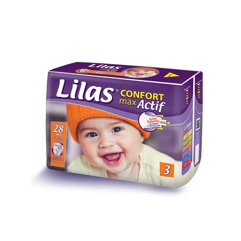 Lilas Confort Max Actif Couche BB 5-10 kg 28 Pieces