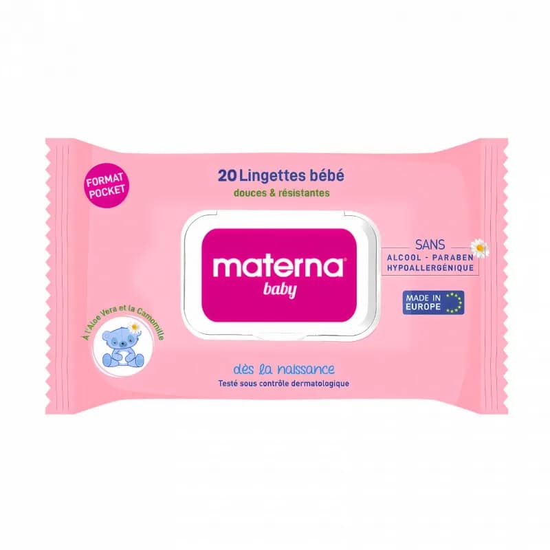 Materna Lingettes Bebe Rose 20pcs