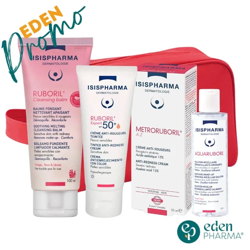 Isispharma Trousse Ruboril Expert Ecran + Creme 15% Acide Azelaique + Baume Nettoyante + Eau Micellaire Offert