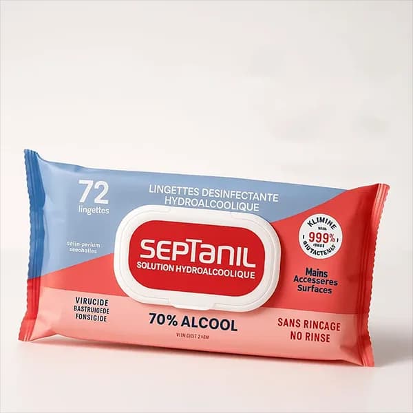 Septanil Lingettes Désinfectante Hydroalcoolique 70% Alcool B/72