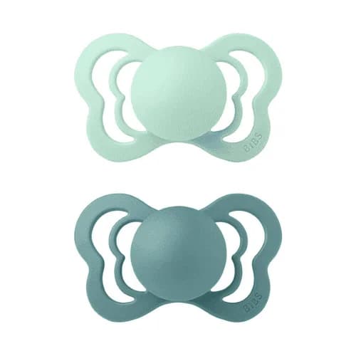 Bibs 2 Sucettes Couture Pacifier Nordic Mint Island Sea Size 2