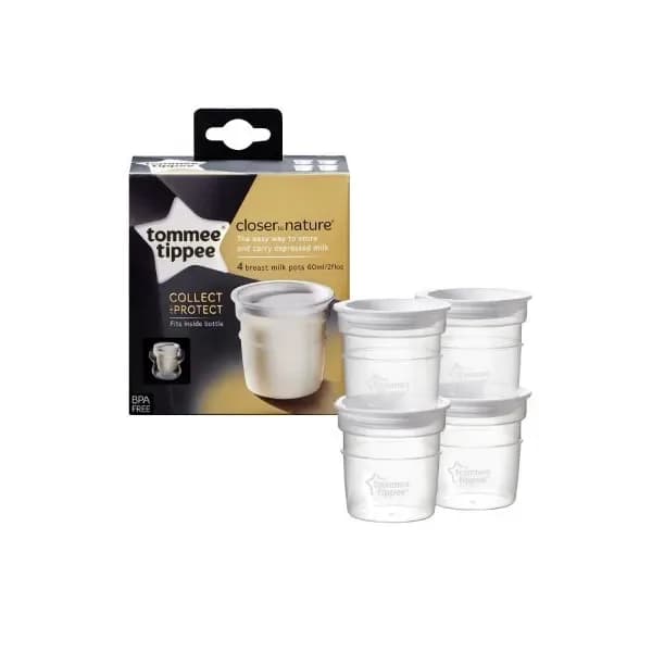 Tommee Tippee Colse To Nature Lot de 4 Pots de Conservation du Lait