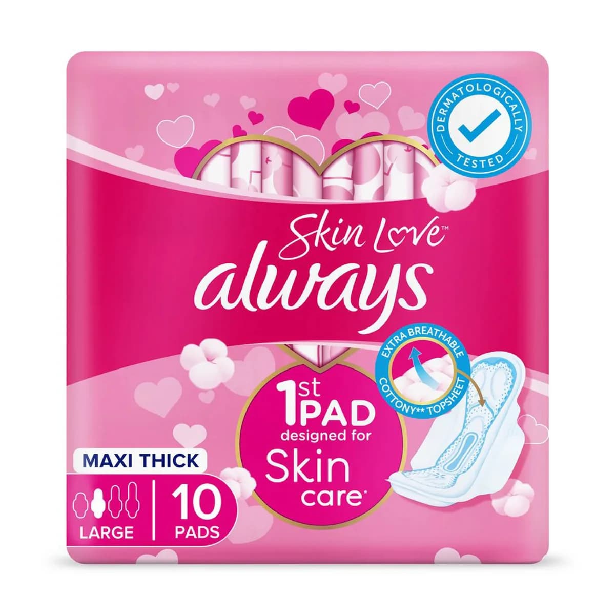 Always Skin Love Maxi Thick Pads Large 10pcs