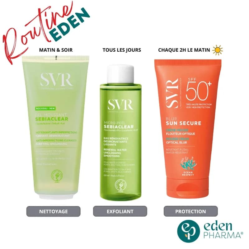 SVR Trio Sebiaclear Peau Eclatante + Blur -40%