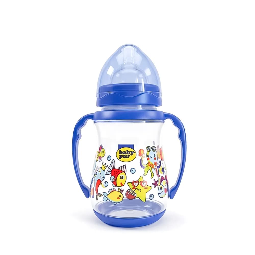 Baby Pur Biberon Col Large Pastel en Plastique Avec Anse 240 ml Ref Nwn-022