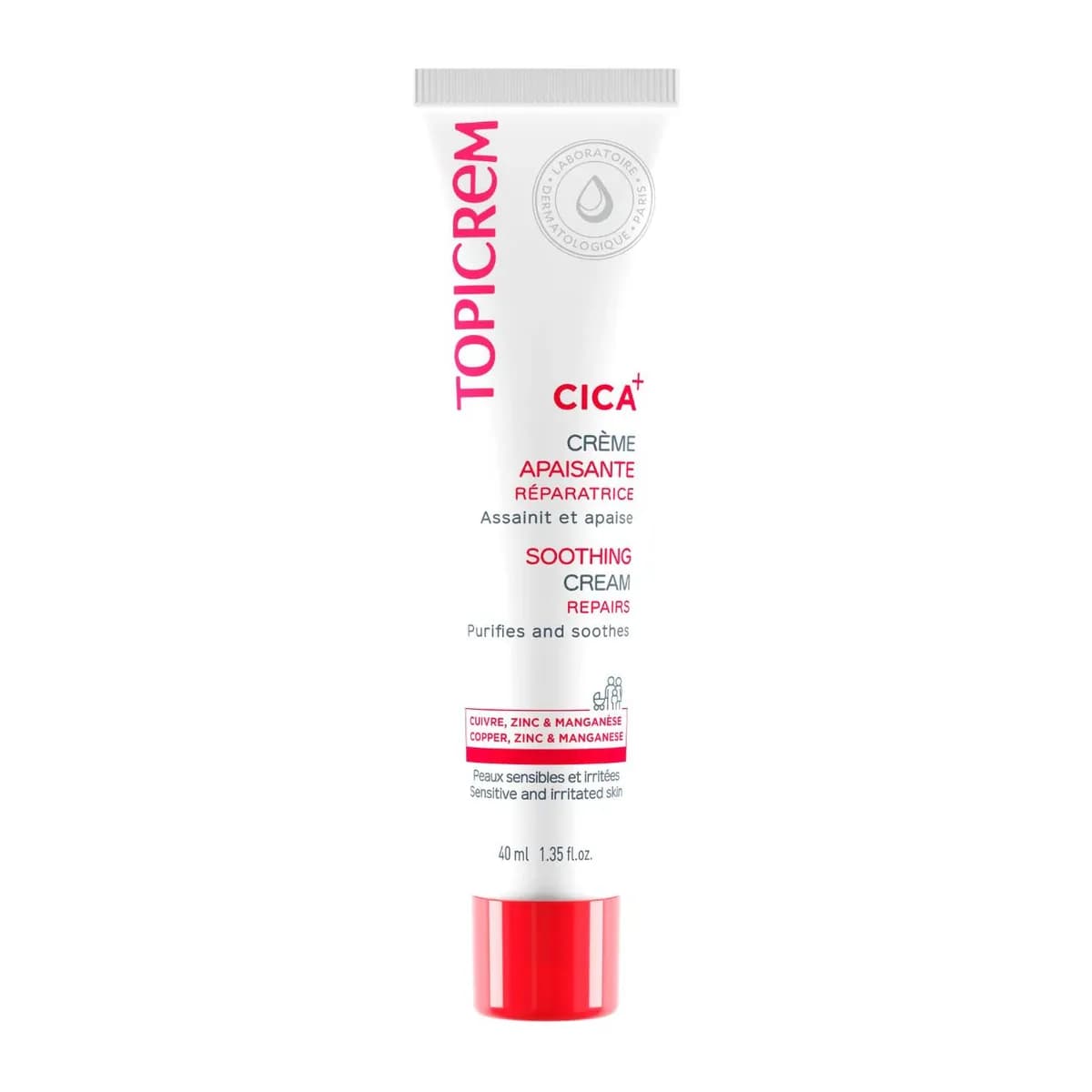 Topicrem Cica+ Creme Apaisante Aide à la Réparation des Peaux 40 ml