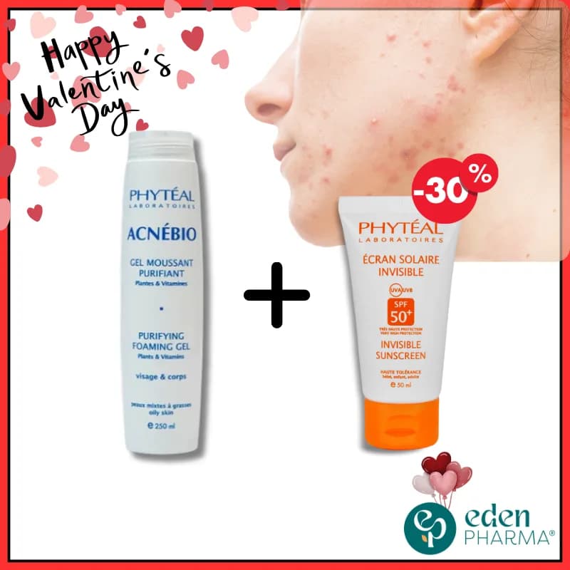 Phyteal Acnebio Gel Nettoyant + Phyteal Ecran Invisible SPF 50+ -(30%)