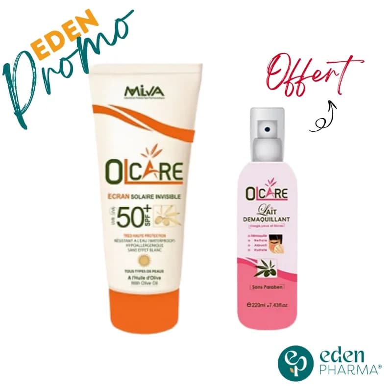 Olcare Ecran Solaire Invisible SPF50+ + Lait Demaquillant Gratuit