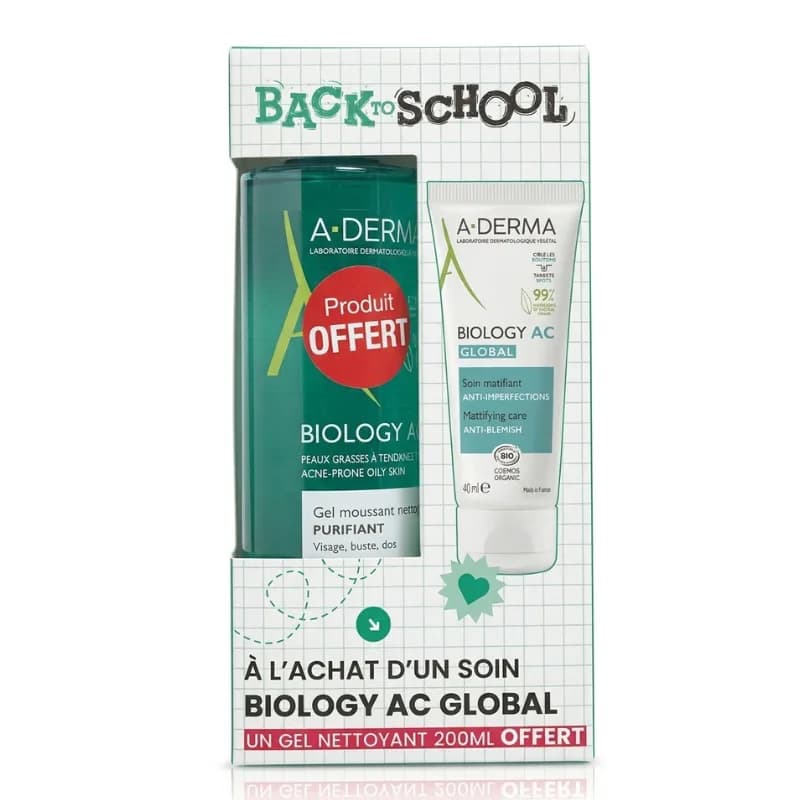 A-DERMA BIOLOGY-AC GLOBAL 40ML + GEL NETTOYANT 200 ML OFFERT
