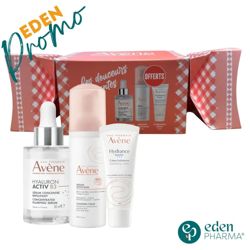 Avene Coffret Douceur Repilante Serum Hyaluron Activ B3 30 ml+ Mousse Nettoyante 50 ml + Hydrance Riche 15 ml
