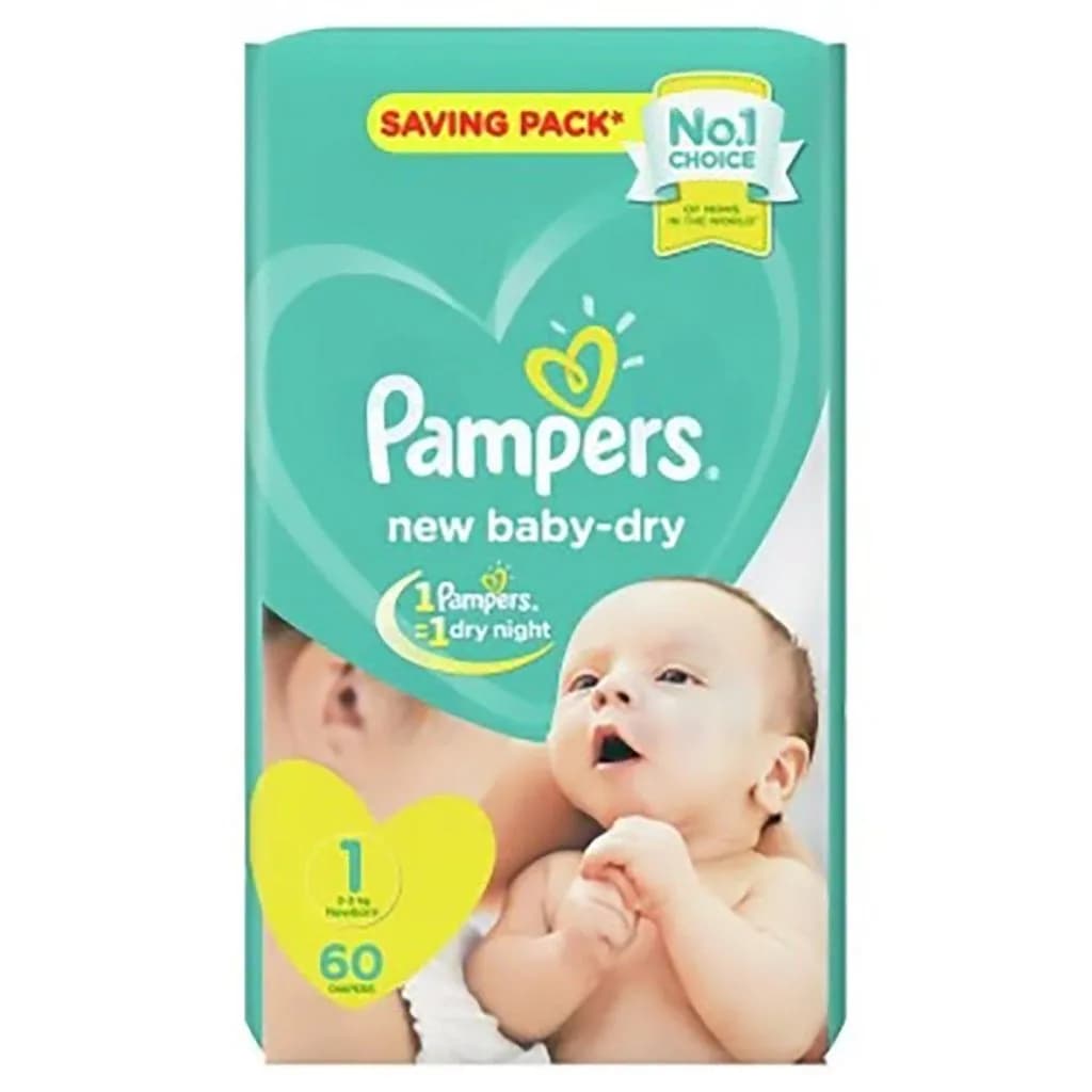 PAMPERS BABY-DRY (TAILLE 1) 2-5KG GRAND FORMAT B/60