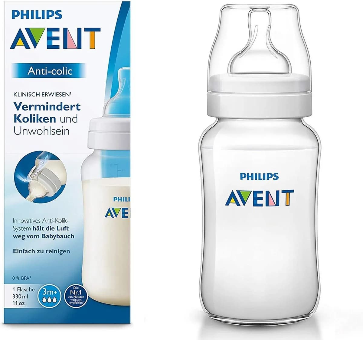 AVENT BIBERON ANTI COLIQUE 3M+ 330ML SCF816/61