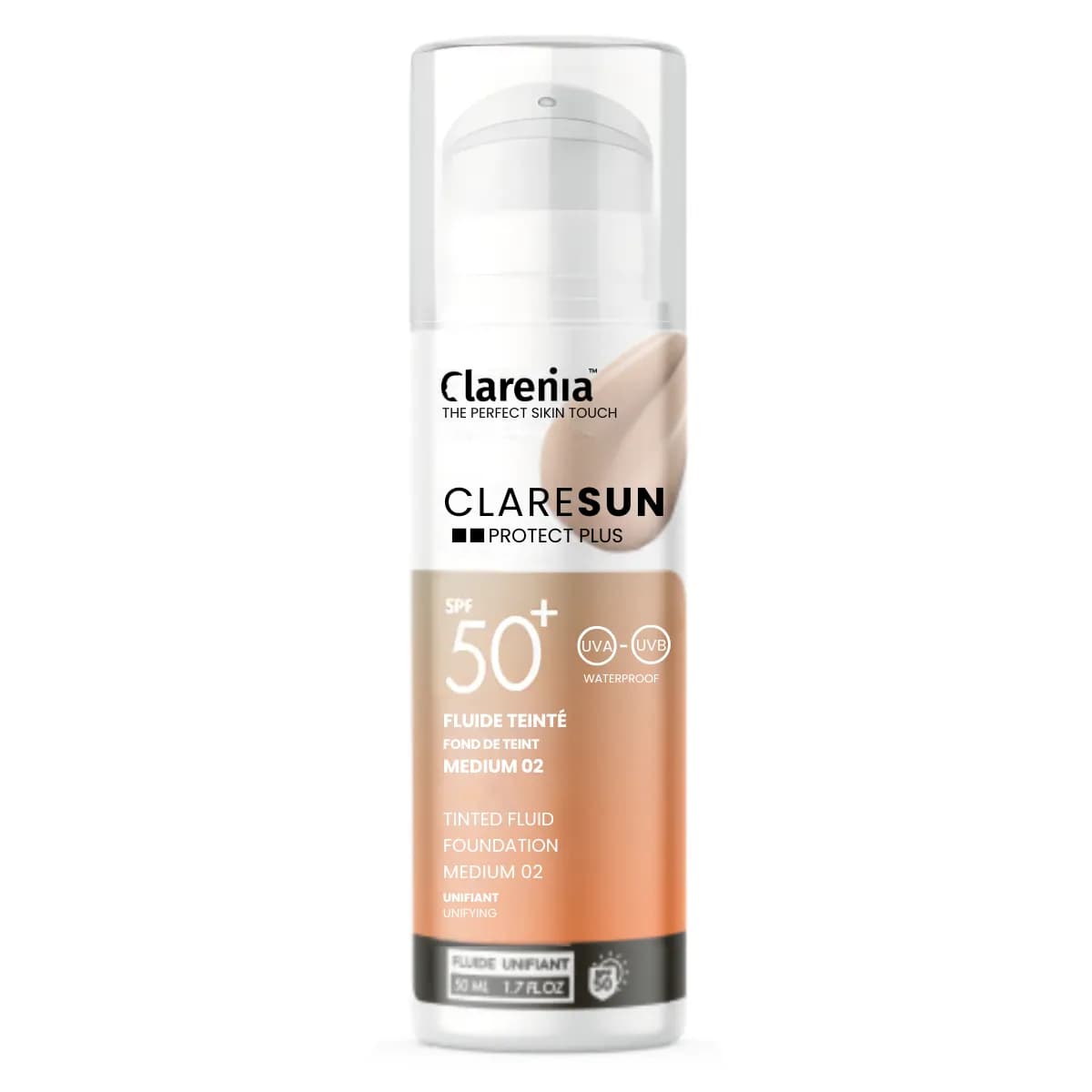 Clarenia Claresun Fond de Teint 02 Medium SPF50+ Waterproof 50 ml