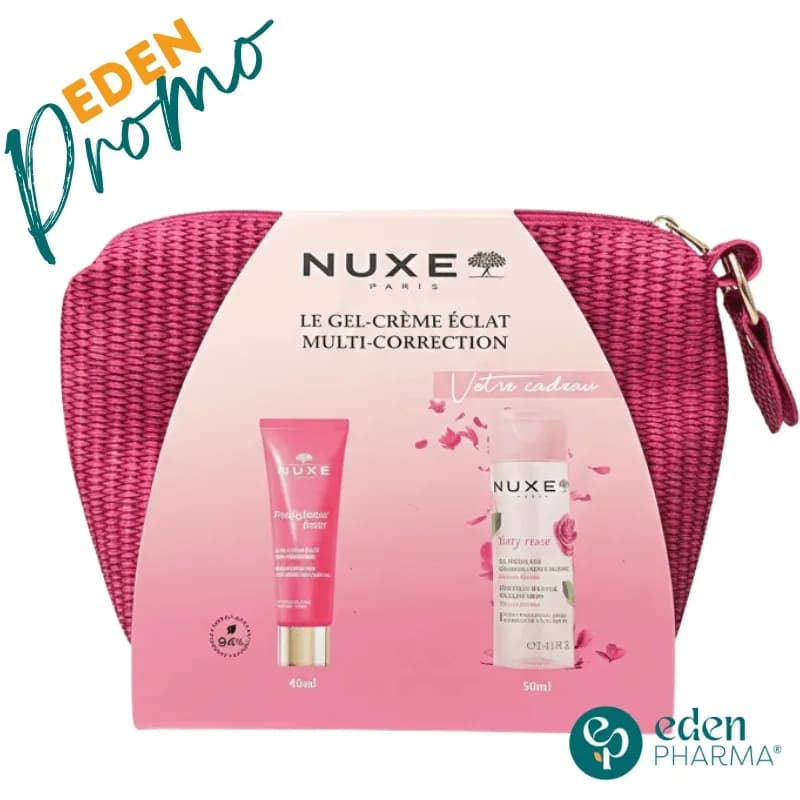 Nuxe Coffret Gel-Crème Éclat Multi-Correction Prodigieuse Boost + Eau Micellaire Very Rose + Trousse Cadeau