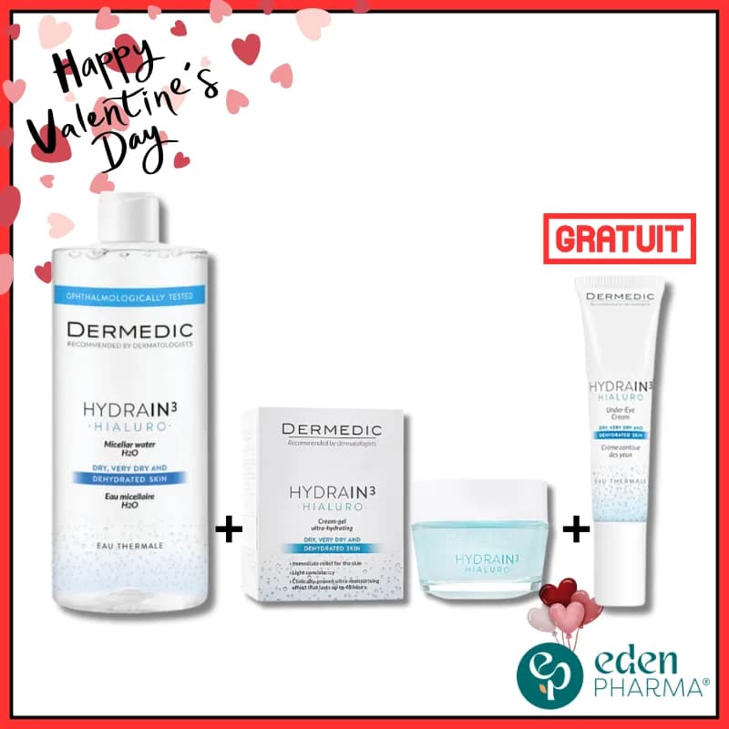 Dermedic Hydrin Creme + Eau Micellaire 500 ml + Creme Contour des Yeux Gratuit