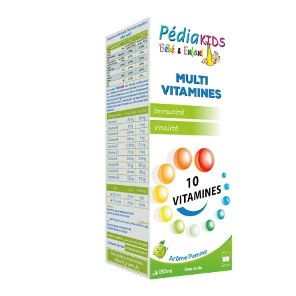 Pediakids Multivitaminé Sirop Arôme Pomme 150 ml