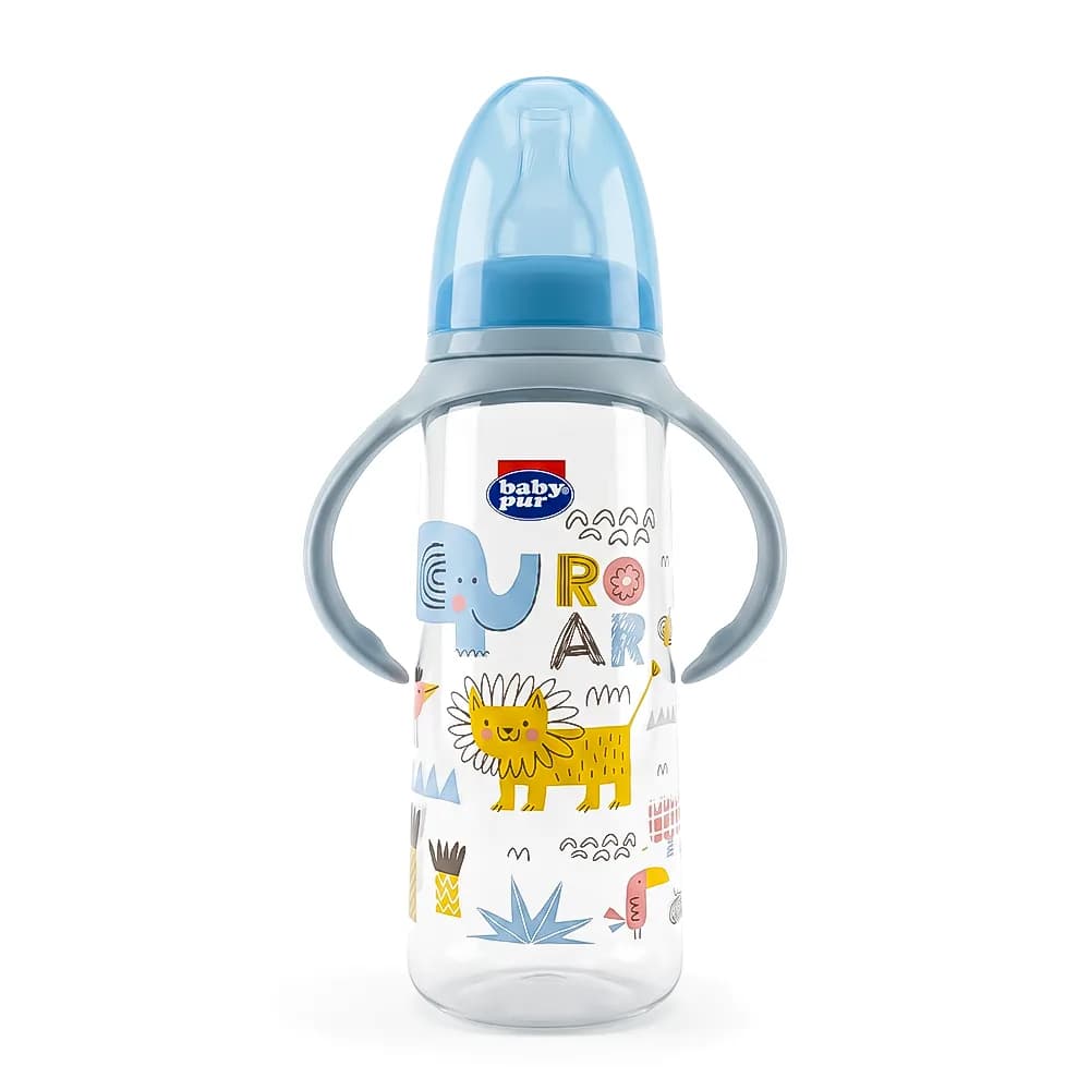 Baby Pur Biberon en Plastique Anti-Colique Earth Colors Avec Anse 250 ml Ref 72503