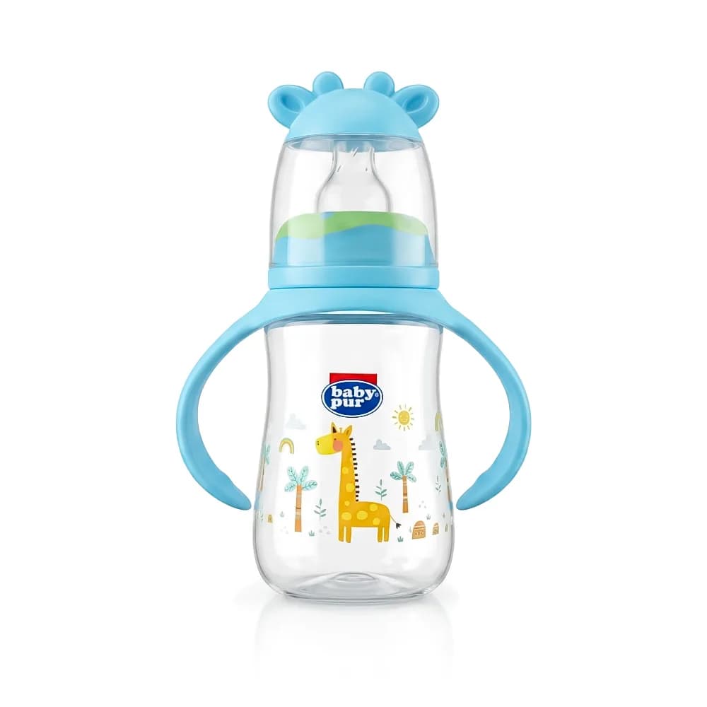 Baby Pur Biberon Plastique Girafe Avec Anses 125 ml Ref 72030