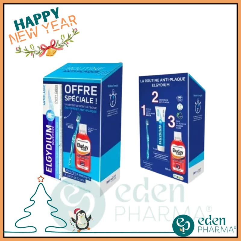Elgydium Routine Anti-Plaque Bain de Bouche Brosse a Dent Dentifrice Gratuit