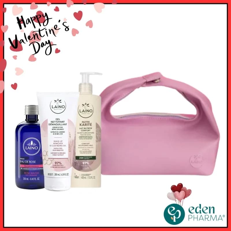 Laino Trousse Rose Routine Complete ( Lait de Corps + Eau de Rose + Gel Nett )