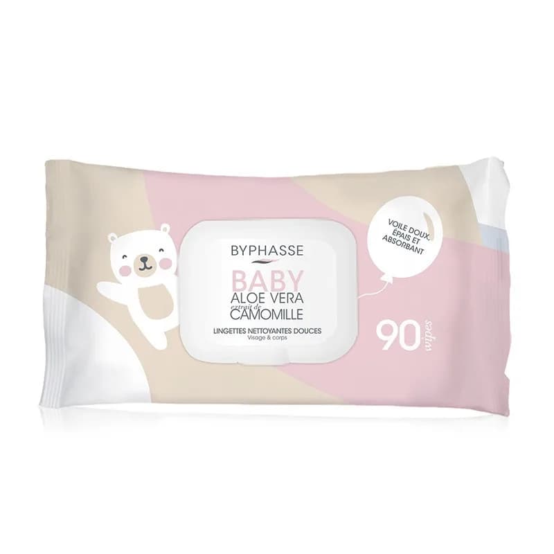 Byphasse Baby Lingettes Aloe Vera Extrait de Camomille 90 Unites