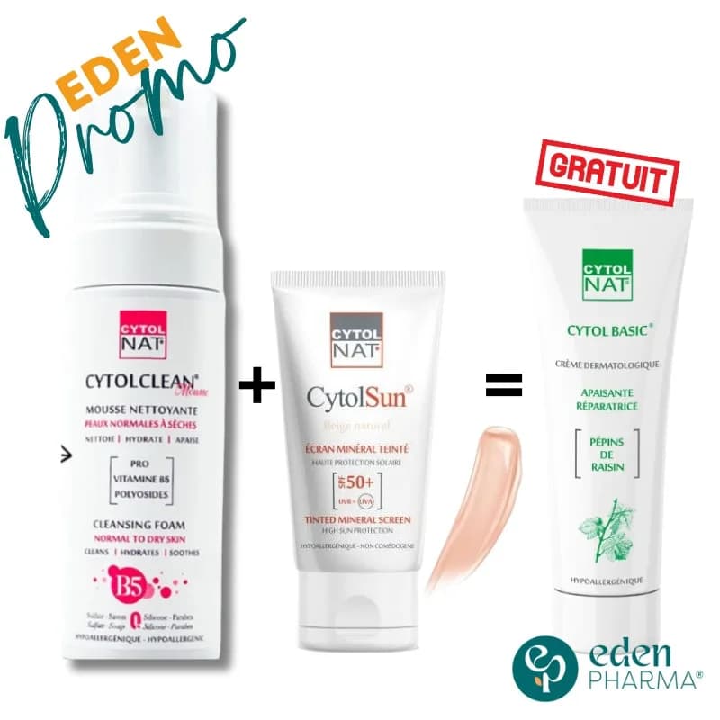 Pack Cytolclean Mousse+cytolsun Beige Naturel+cytolbasic 50 ml Offert