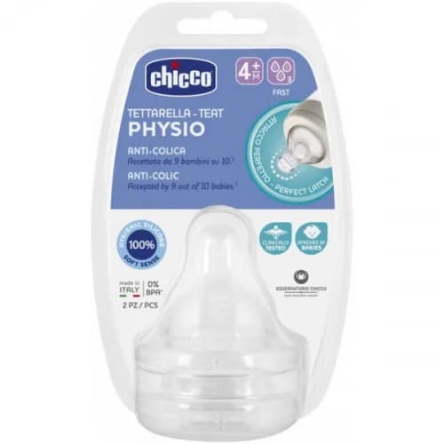 Chicco Lot de 2 Tetines Silicone, 4 m+