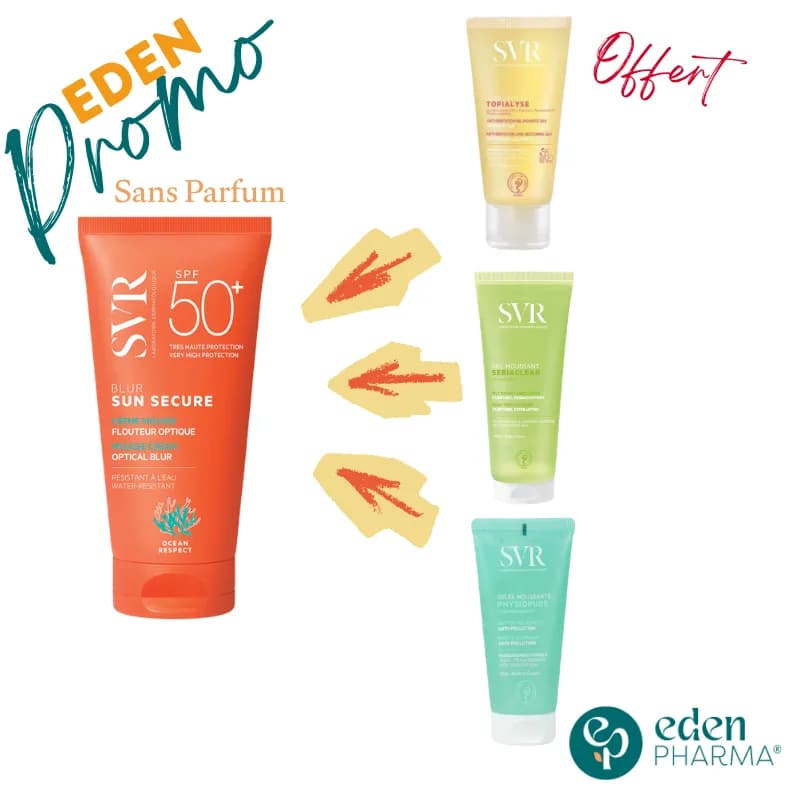SVR Sun Secure Blur sans Parfum SPF50+ 50 ml + SVR Gel 55 ml Offert