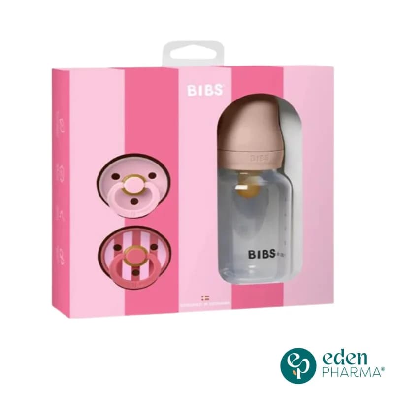 Bibs Pack Biberon et 2 Sucettes Rose