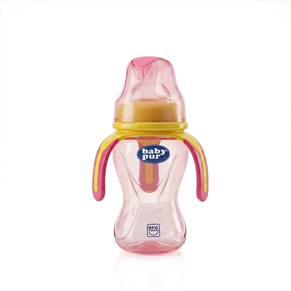 Baby Pur Biberon Col Large en Plastique Avec Triple Anse 240 ml Ref 9011