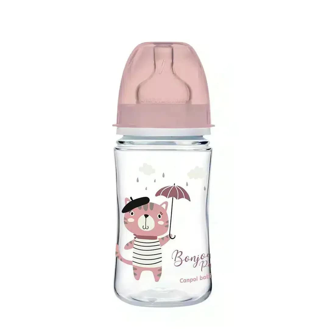Canpol Biberon Col Large Polypropylène Bonjour Paris Rose 240 ml