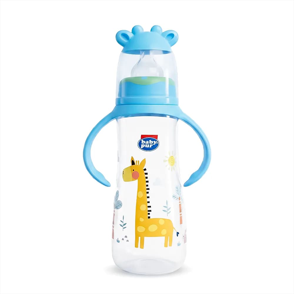 Baby Pur Biberon en Plastique Avec Anse Girafe 250 ml Ref 72031