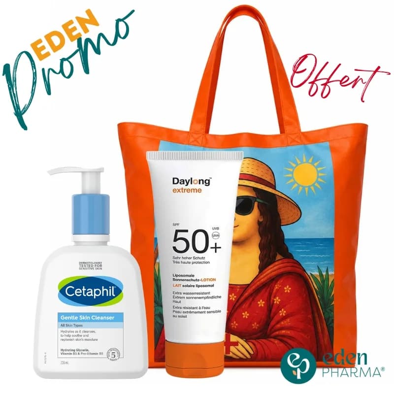 DAYLONG LOTION LIPOSOMAL 50ML + CETAPHIL GEL NETTOYANT PEAU SECHE 236ML + SAC OFFERT