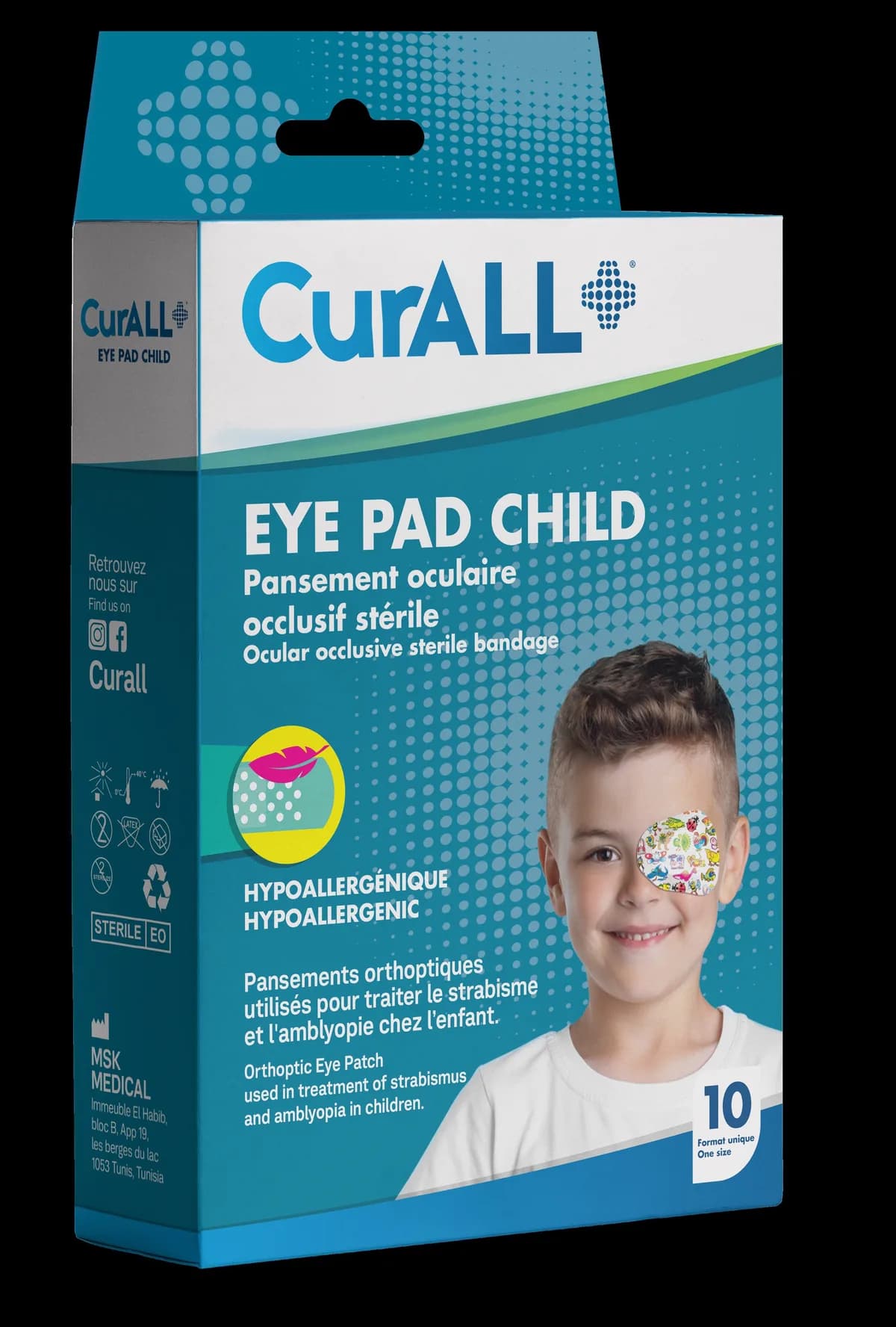 Curall Eye Pad Child Pansement Oculaire pour Enfants Decoreer Boite de 10