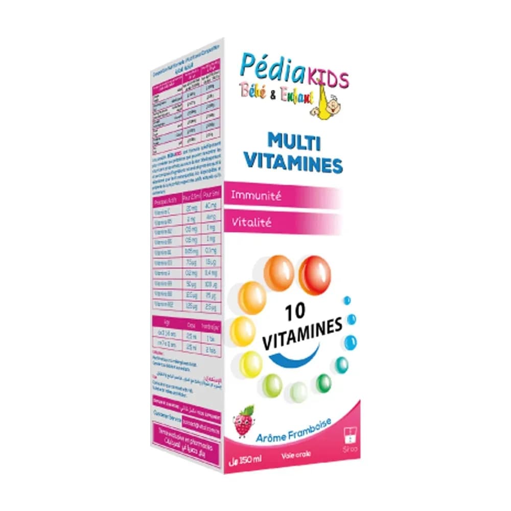 Pediakids Multivitamine Sirop Arome Framboise 150 ml
