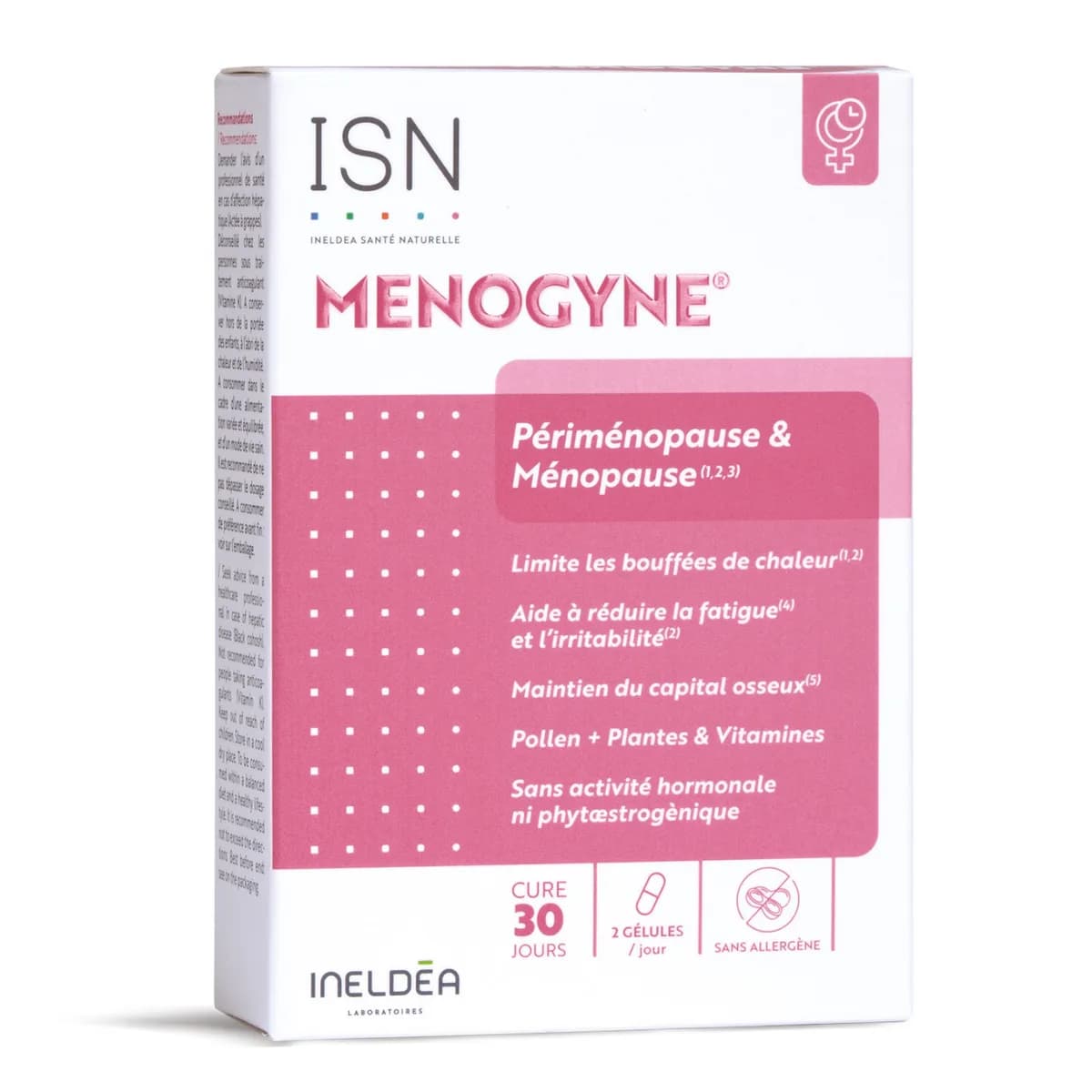 Isn Menogyne® Pré-Ménopause et Ménopause 60 Gélules Végétales