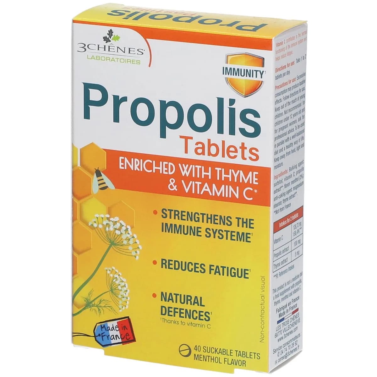 3 Chenes Pastilles a la Propolis 40 Pastilles