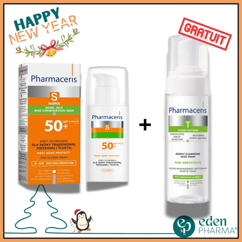 Pharmaceris S Ecran pour Peau Grasse a Tendance Acneique 50 ml + Mousse Gratuite