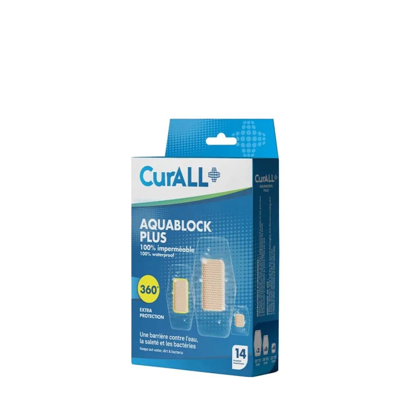Curall Aquablock Plus Pansement 100% Imperméable à L'Eau 3 Formats Boite de 14
