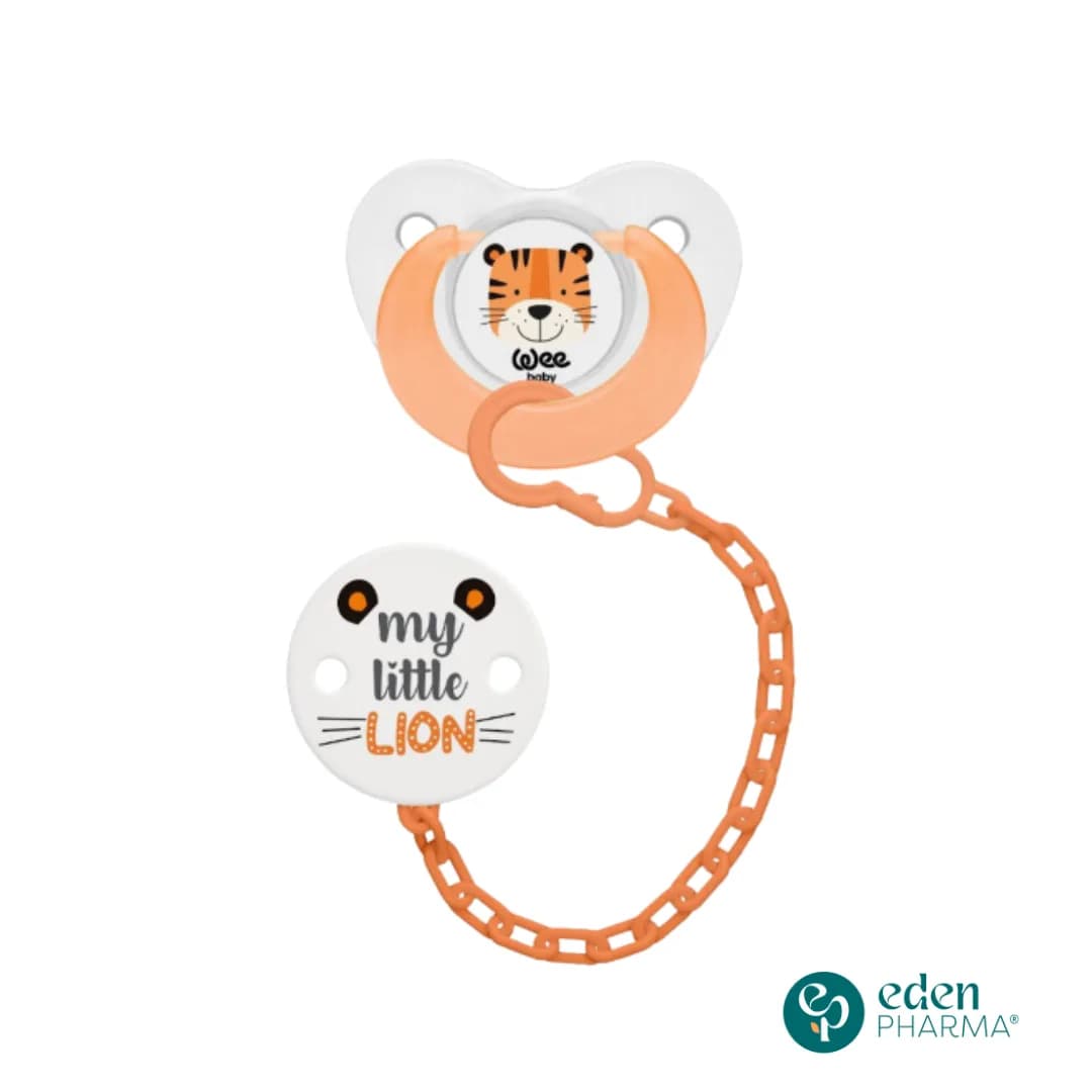 Wee Baby Sucette Avec Chaine Orange 6-18m