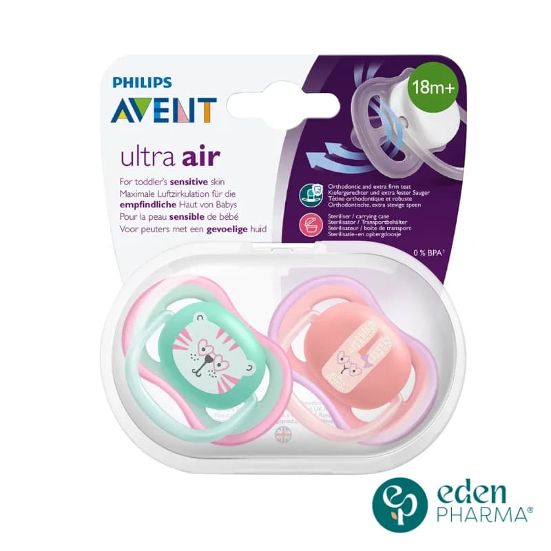 Avent 2 Sucettes Ultra Air Garçon 18 m+
