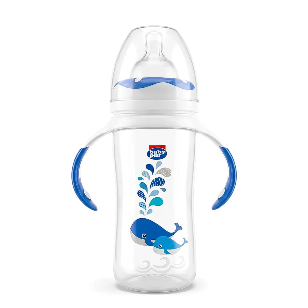 Baby Pur Biberon en Plastique Avec Anse Ergonomique Large Carre 250 ml Ref 72017