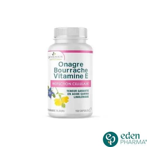 3 Chenes Onagre Bourrache Vitamine E, 150 Capsules